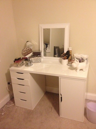 Diy Makeup Vanity Desk Set Up Alex, Vanity Desk With Mirror And Drawers Ikea